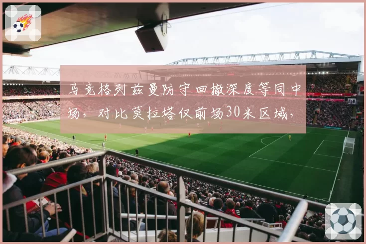 马竞格列兹曼防守回撤深度等同中场，对比莫拉塔仅前场30米区域，西蒙尼战术支点